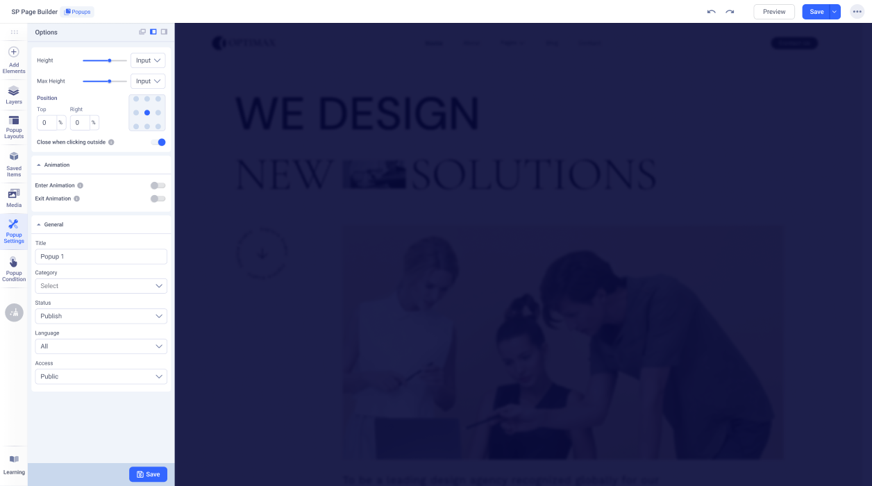 Popup builder